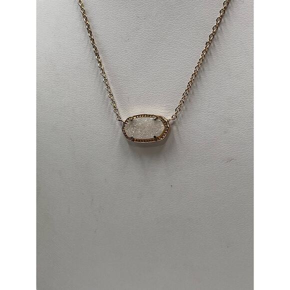 Kendra Scott Gold Plated Elisa White Iridescent Drusy Pendant Necklace - Picture 5 of 12